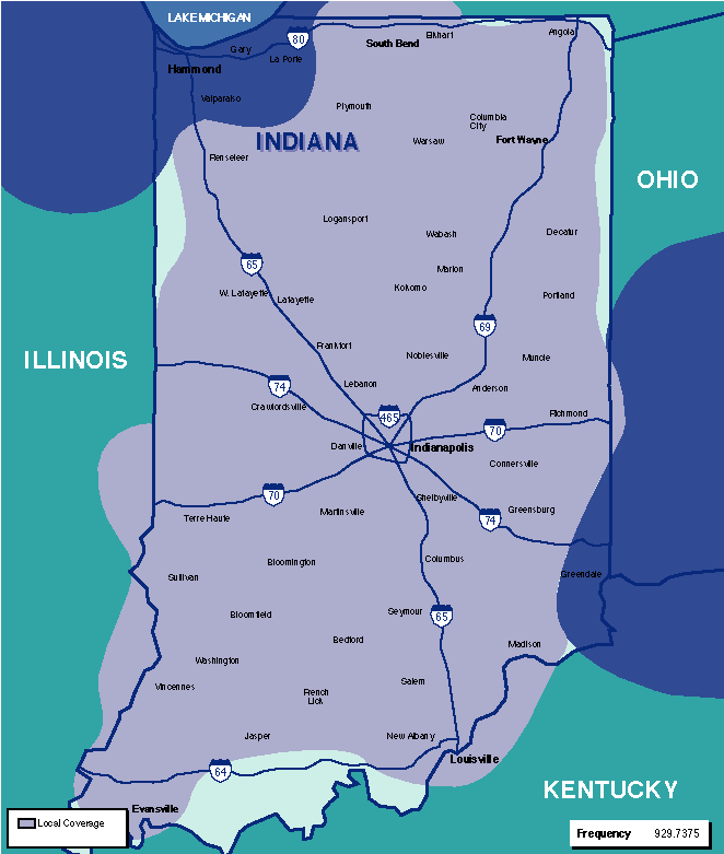 Map of Indiana coverage