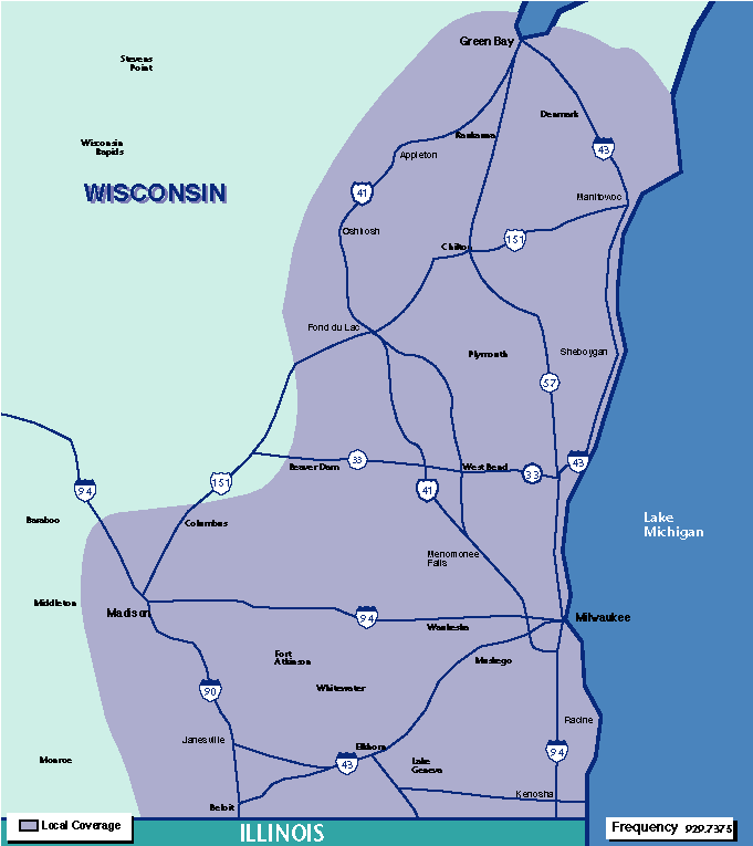 Map of Wisconsin coverage