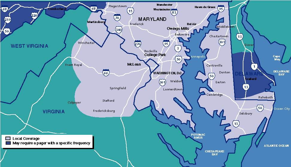 Map of Maryland coverage