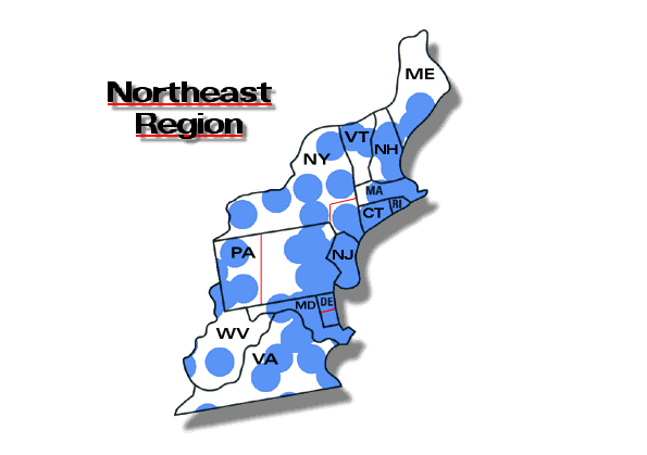 Map of Northeast Region