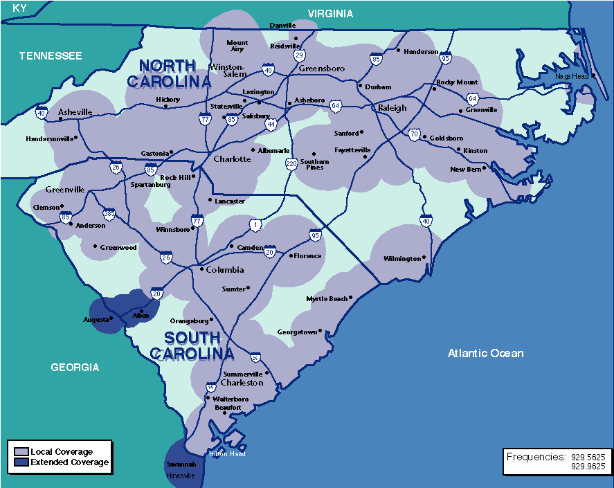 Map of South Carolina coverage